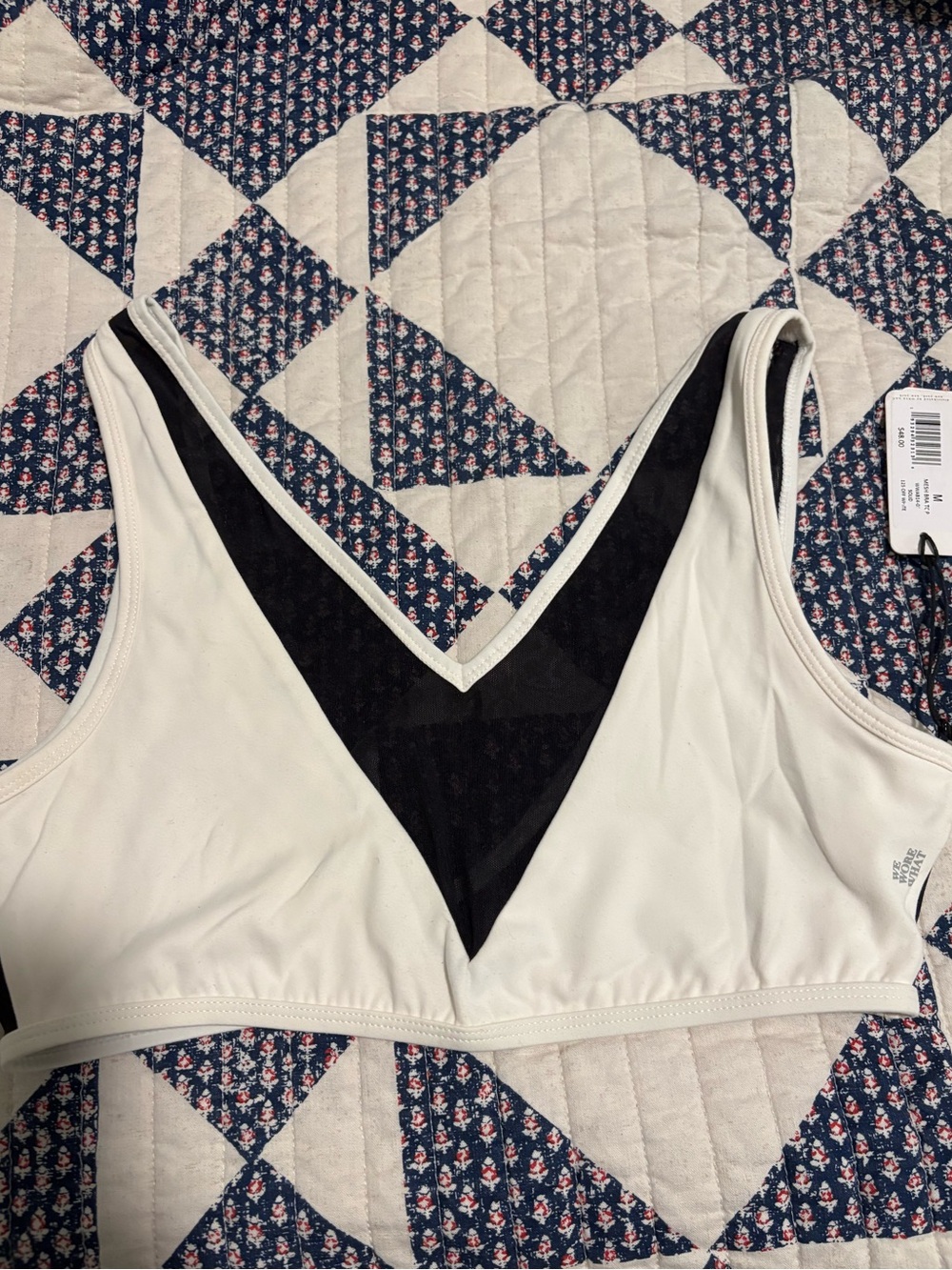 WeWoreWhat Mesh Bra Top White Black Medium NWT